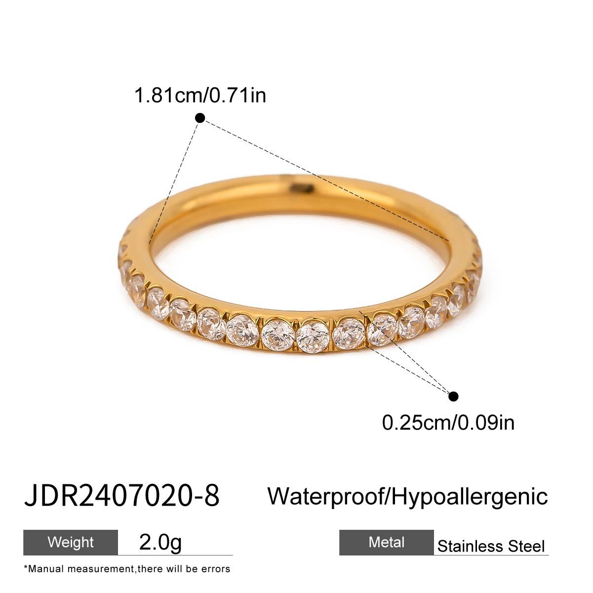 Anello a forma di gatto in acciaio al titanio geometrico con intarsio in zirconia per donna, anello di lusso placcato in oro PVD sottovuoto