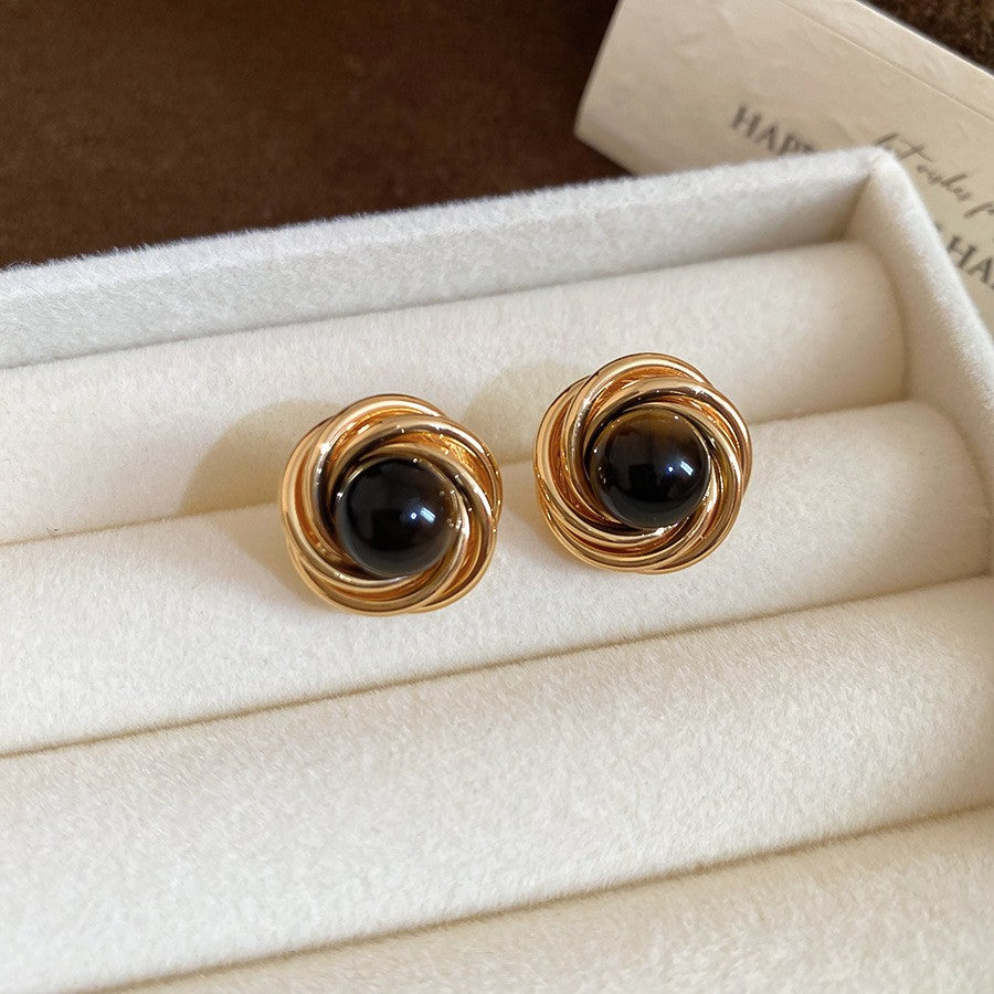 Pendientes de tuerca ovalados de ojo de tigre estilo Maillard vintage con postes de plata 925 bañados en oro de 18 quilates