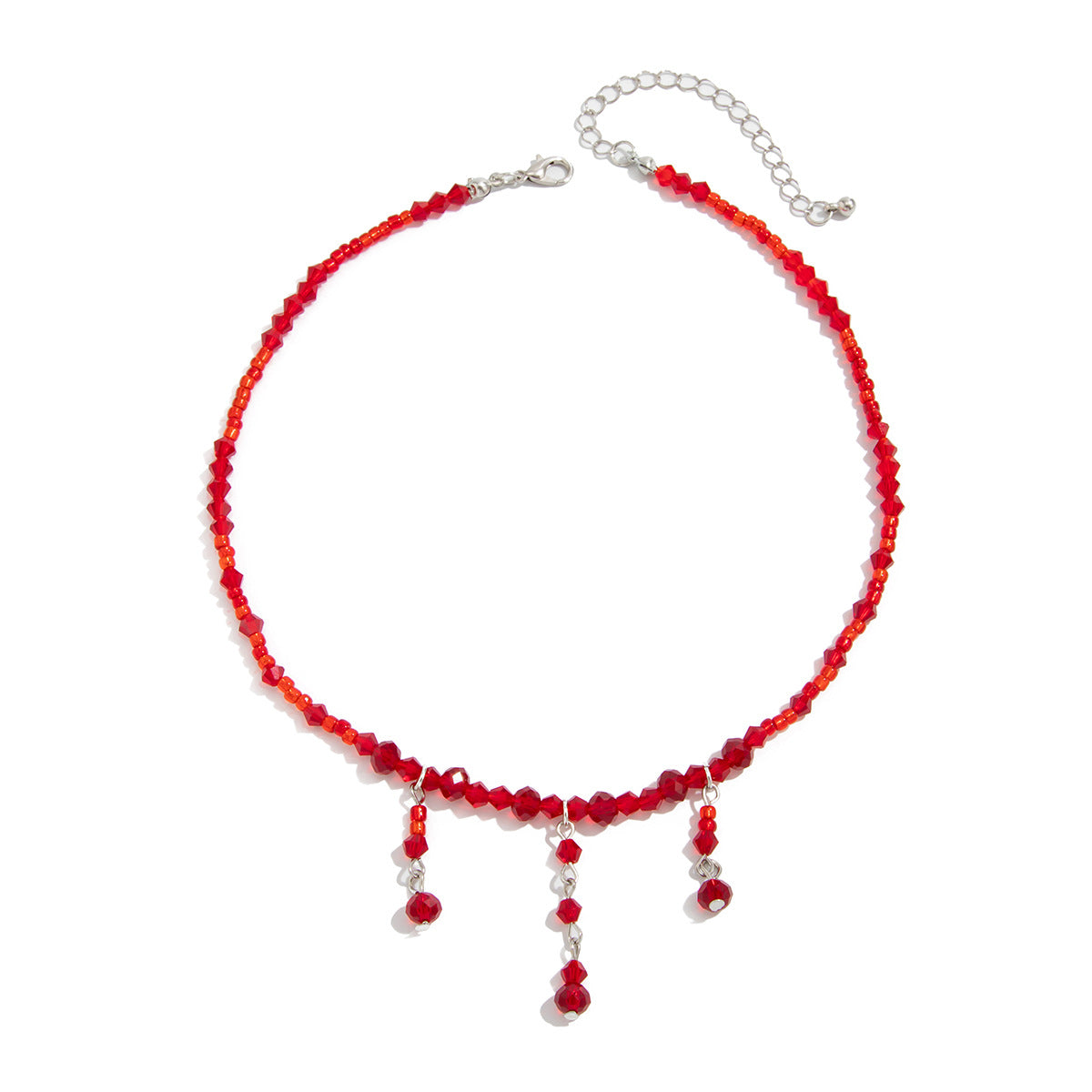 Collana girocollo corta con nappe e gocce di sangue di Halloween con ciondolo a goccia in cristallo per donna