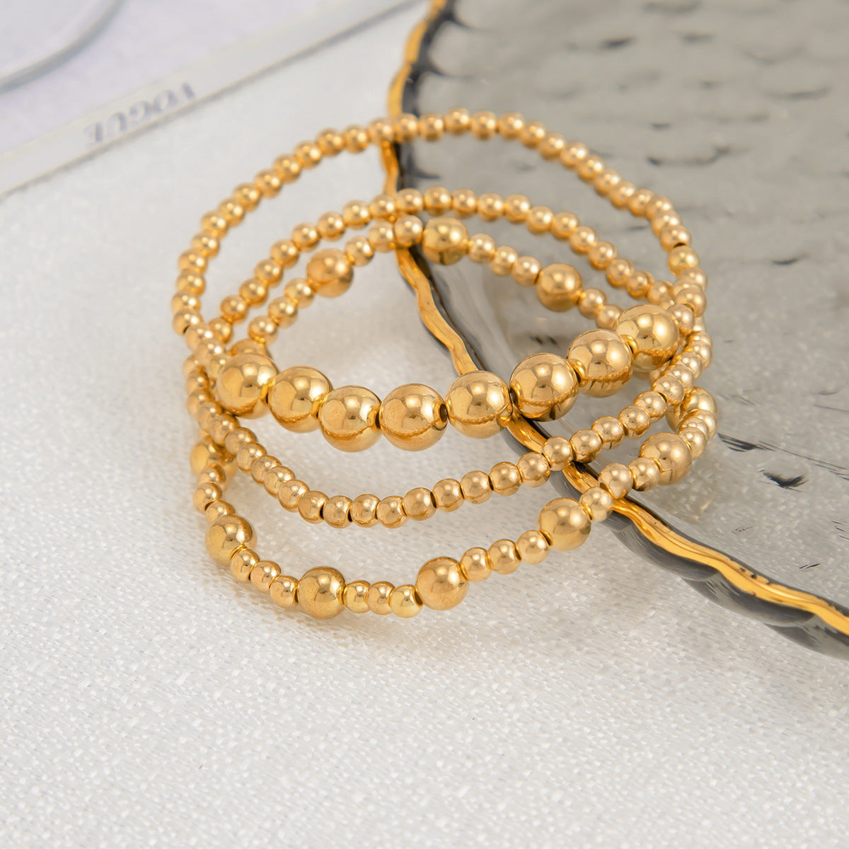 Minimalist Geometric Acrylic Beaded Stretch Bracelet Set with Cross Charm for Women