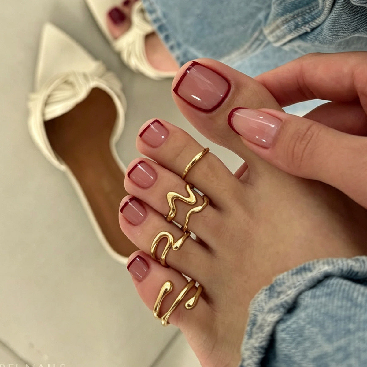 Minimalist Geometric Alloy Open Toe Rings Set for Women