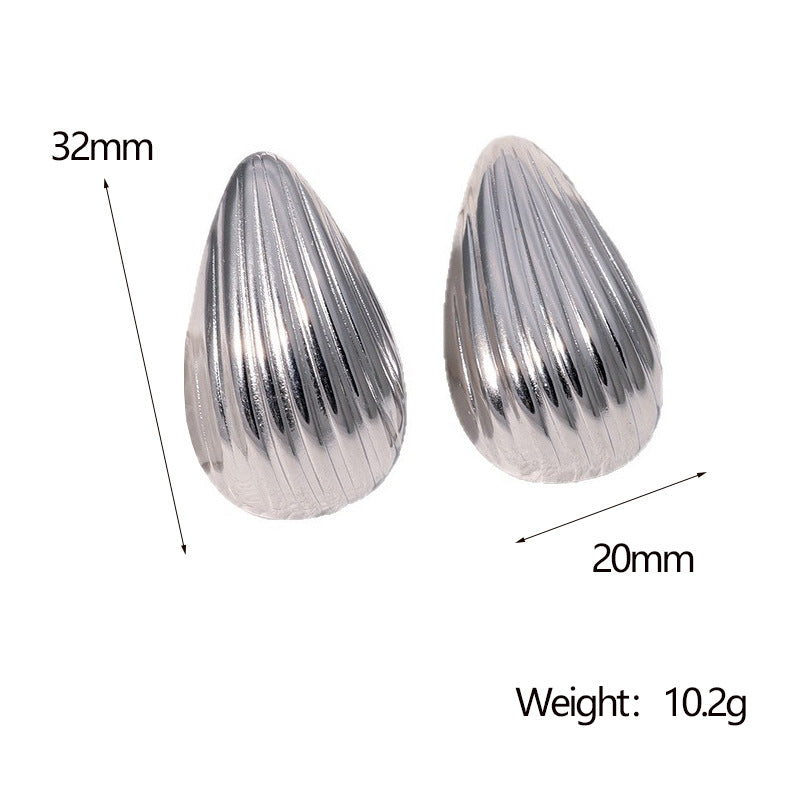 Luxury Striped Teardrop Geometric Plated Stainless Steel Earrings for Women