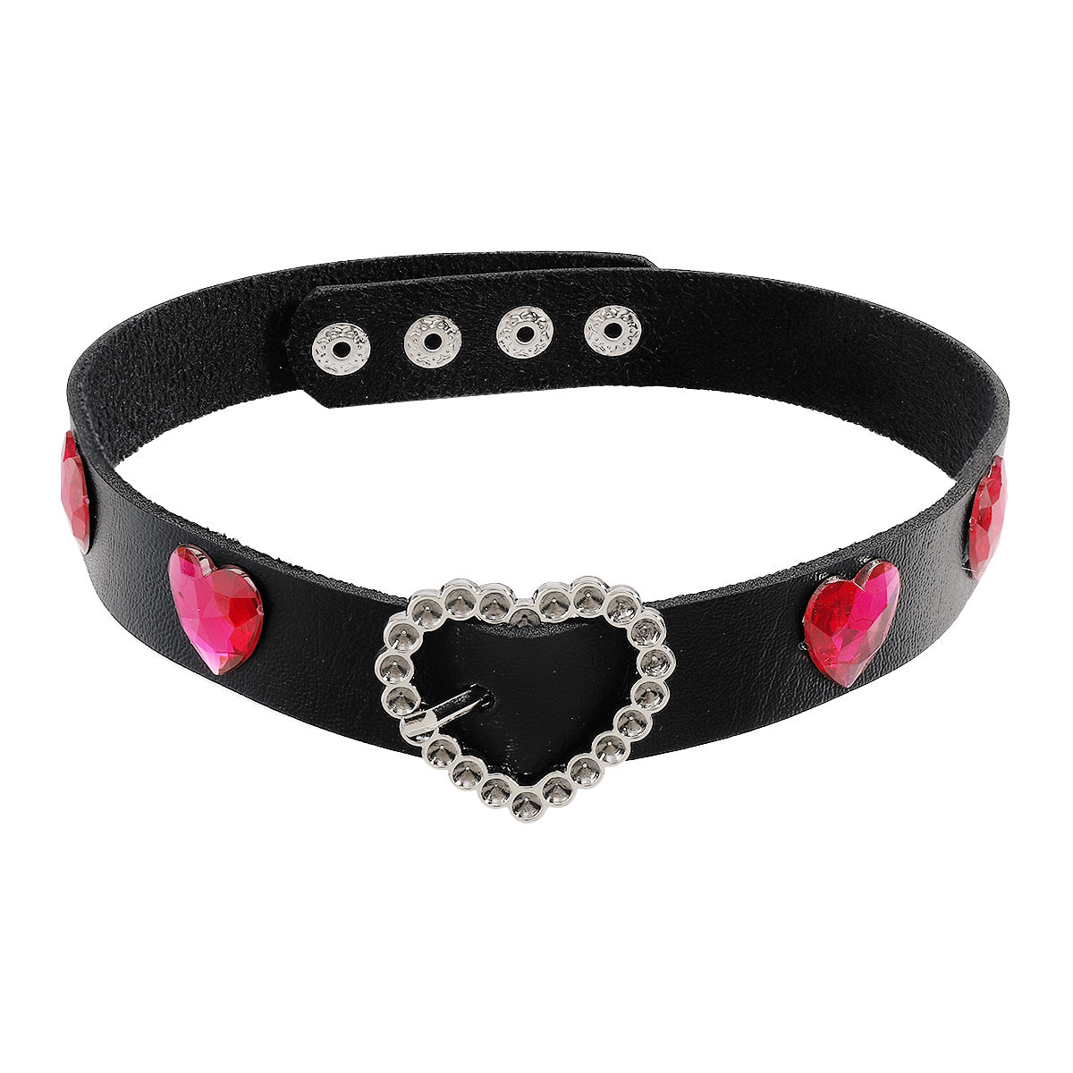 Collana girocollo in pelle geometrica minimalista spigolosa con fibbia in metallo da donna