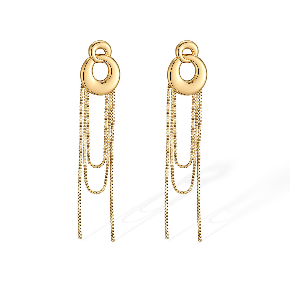 Minimalist 18K Gold Plated Geometric Stainless Steel Tassel Earrings for Women