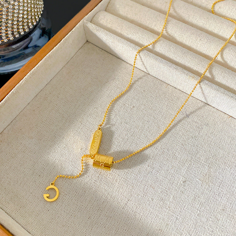 Plated Titanium Steel Letter G Tassel Necklace