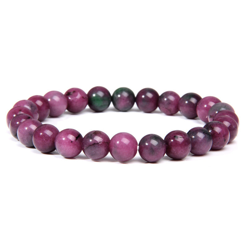 Natural Volcanic Stone and Agate Beaded Bracelet Geometric Round Unisex Fashion Jewelry