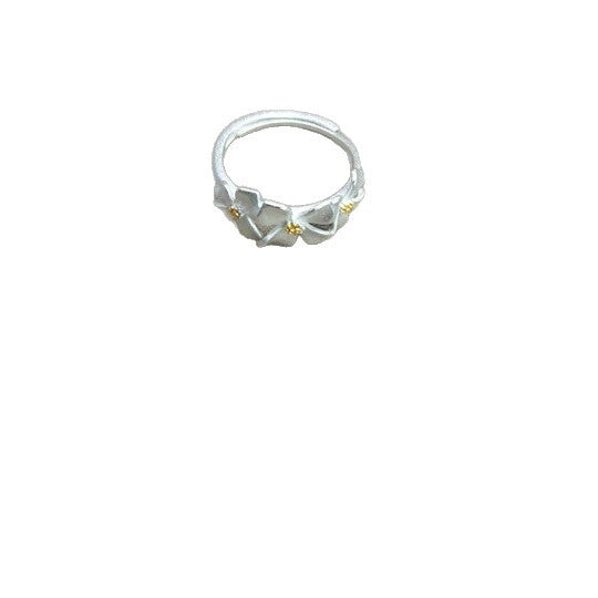 Elegante Anello Floreale Aperto da Donna in Rame con Finitura Placcata, Design Geometrico, Accessorio Moda