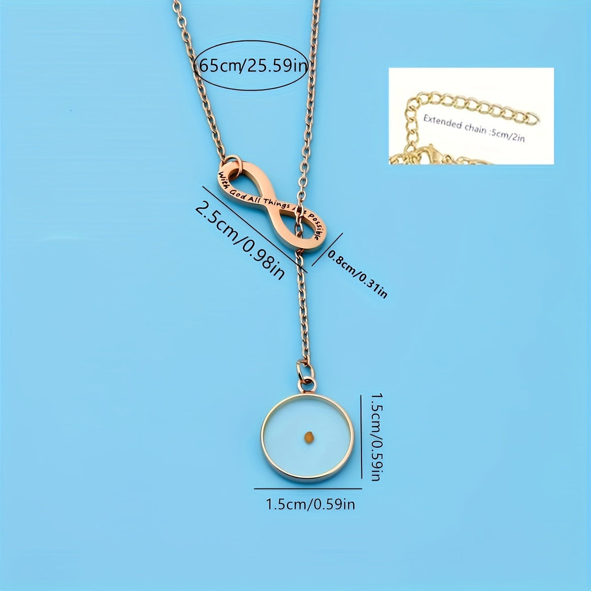 Collana con Pendente Simbolo dell'Infinito Personalizzata in Acciaio Inossidabile con Versetto Biblico Inciso e Motivo Religioso per Gioielli da Battesimo Unisex