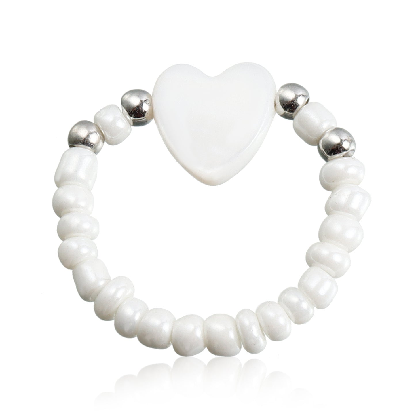 Collar con colgante de nácar en forma de corazón bohemio con cadena de cuentas para mujer