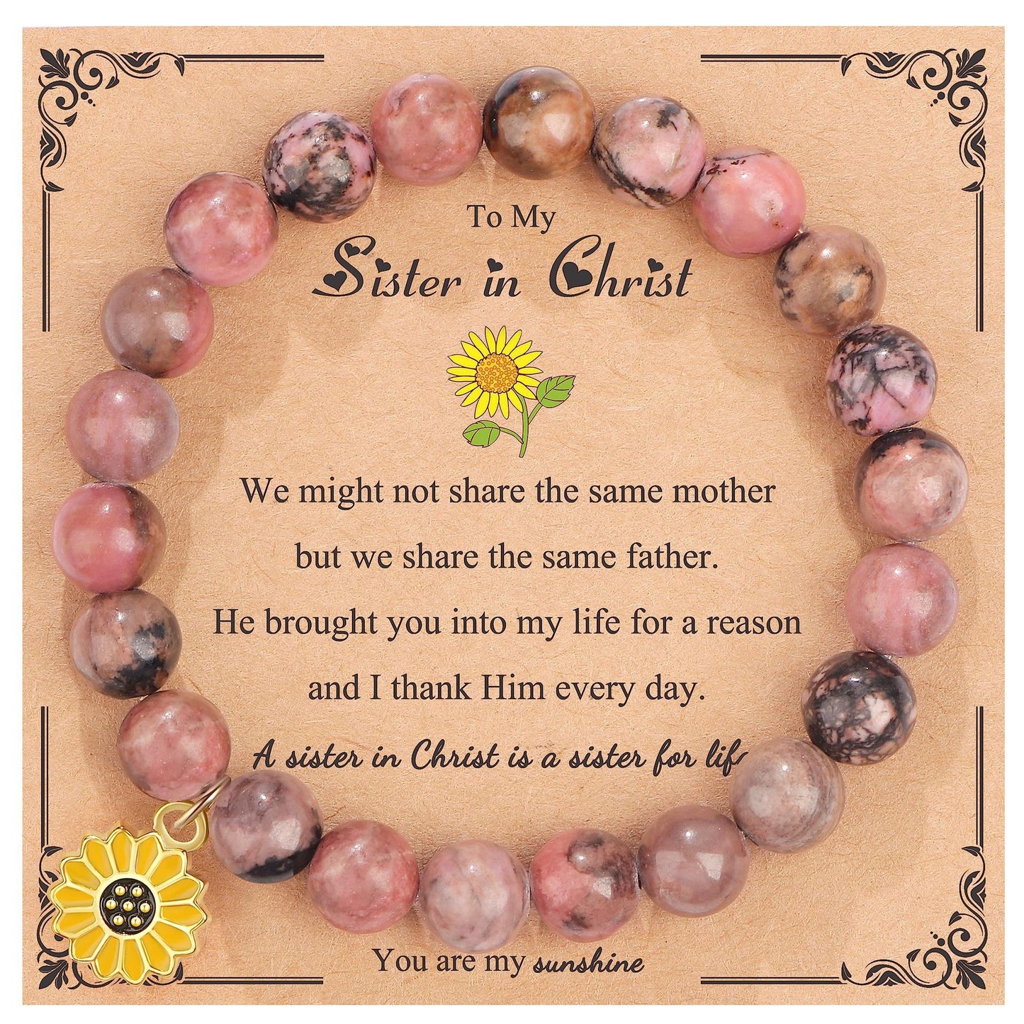 Sweet Floral Sunflower Gemstone Charm Bracelet for Women