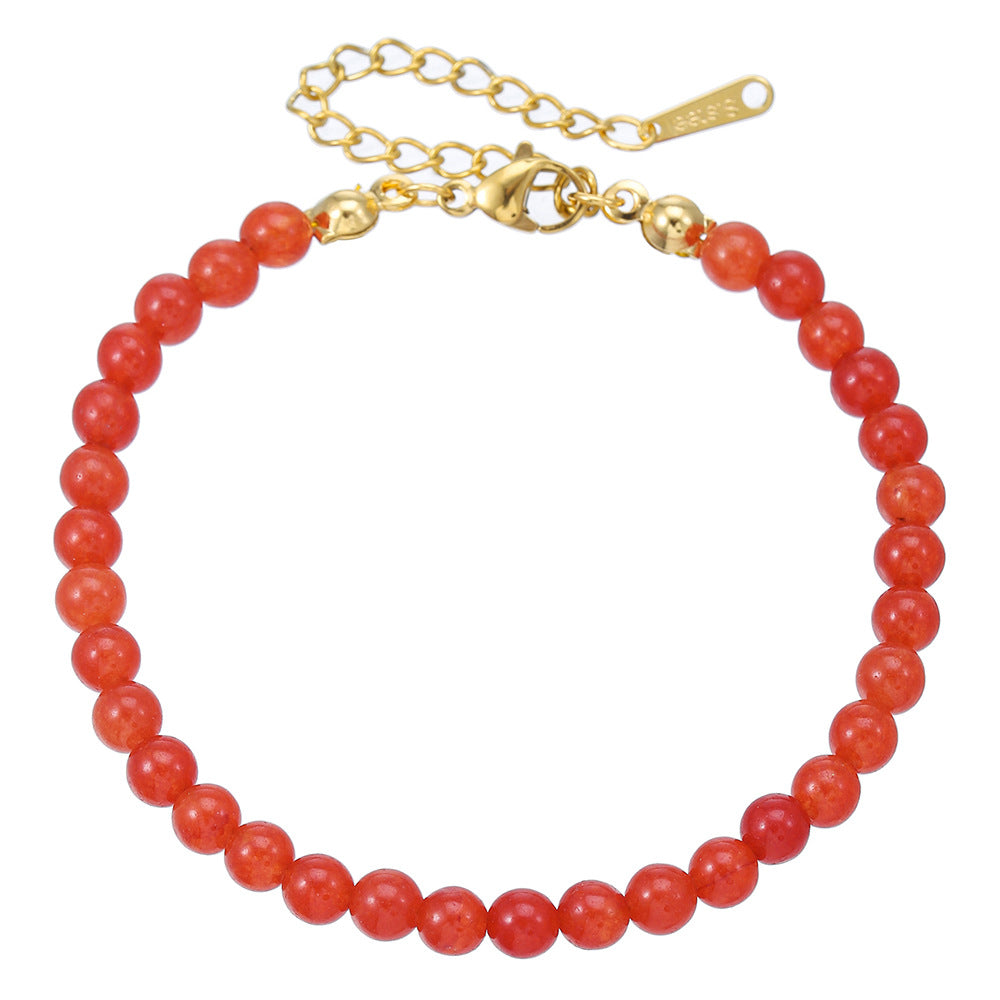 Fashion Geometric Crystal Glass Bead Stainless Steel Bracelet Unisex