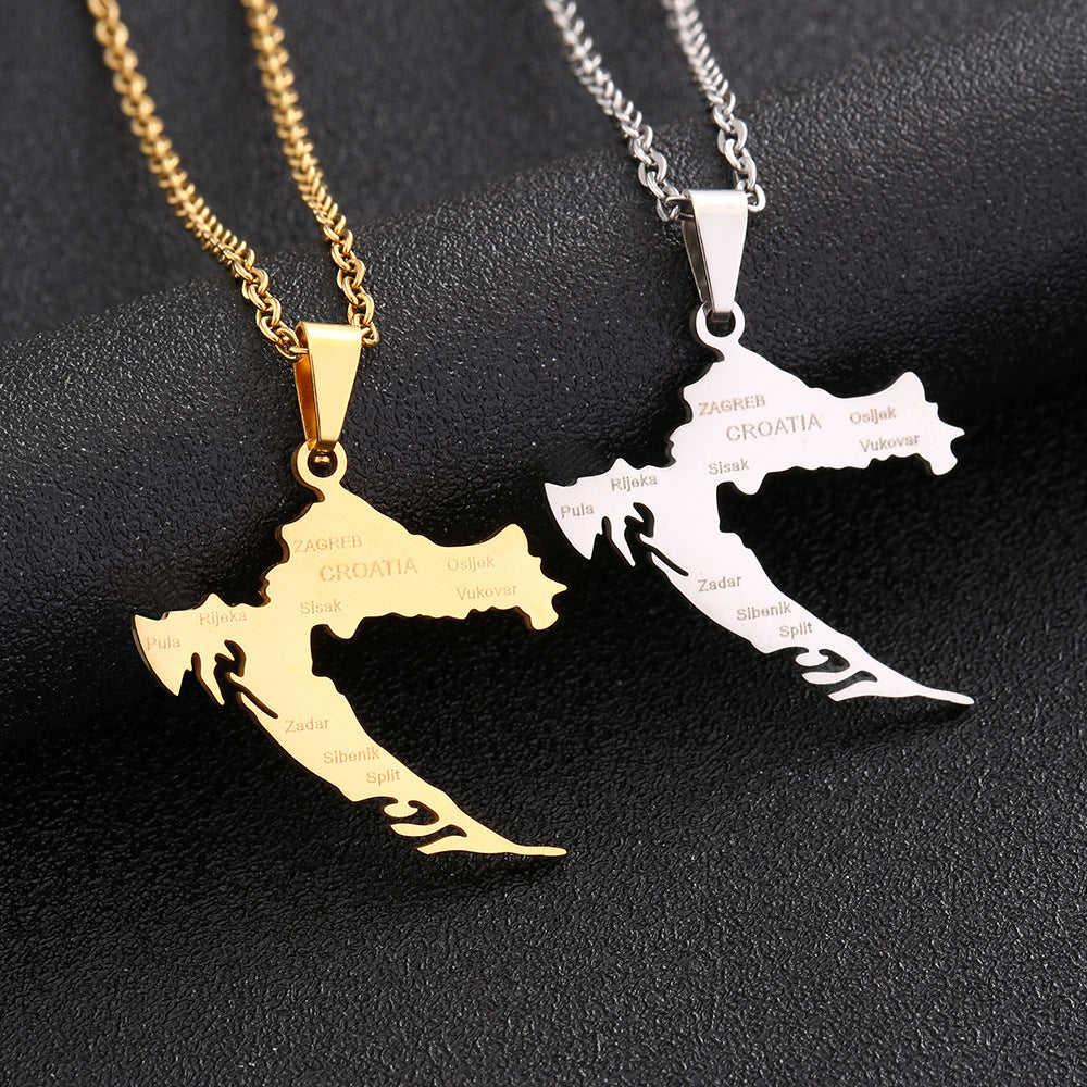 Collana con Pendente Geometrico Minimalista in Acciaio Inossidabile con Ciondolo in Acciaio al Titanio e Finitura Placcata, Unisex
