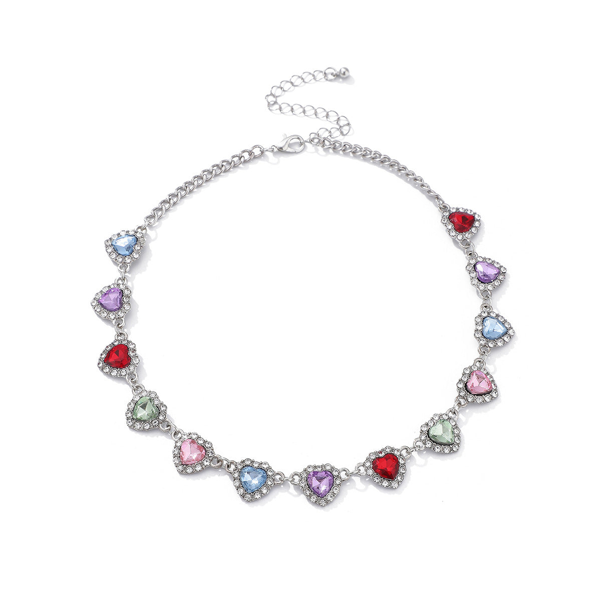 Minimalist Heart-Shaped Alloy Necklace with Acrylic Rhinestones Geometric Pendant for Women