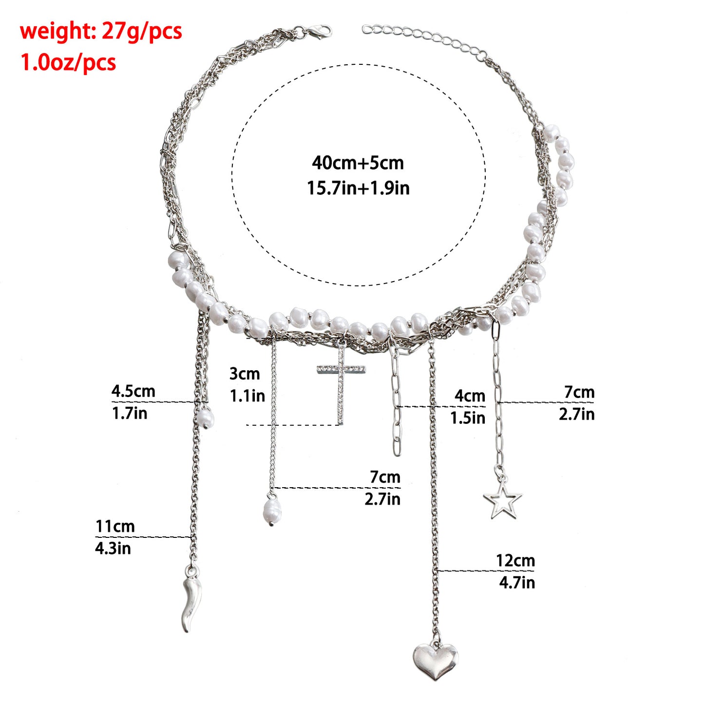 Minimalist Geometric Star Cross Pendant Necklace with Plated Alloy and Tassel Detail for Women