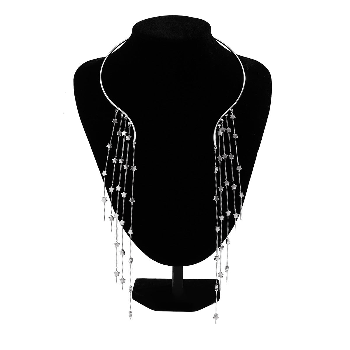 Collana girocollo da donna minimalista a forma di stella geometrica in metallo elettroplaccato con ciondolo in lega