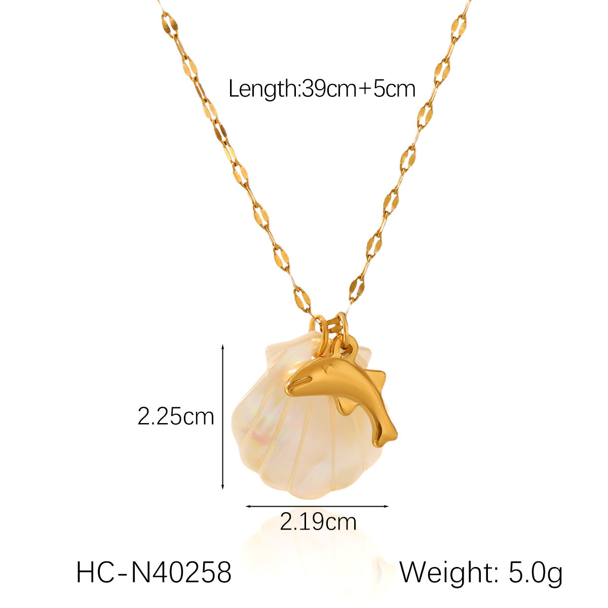Collana da donna con ciondolo a stella marina, cavalluccio marino e conchiglia in acciaio inossidabile placcato oro 18 carati stile Ins
