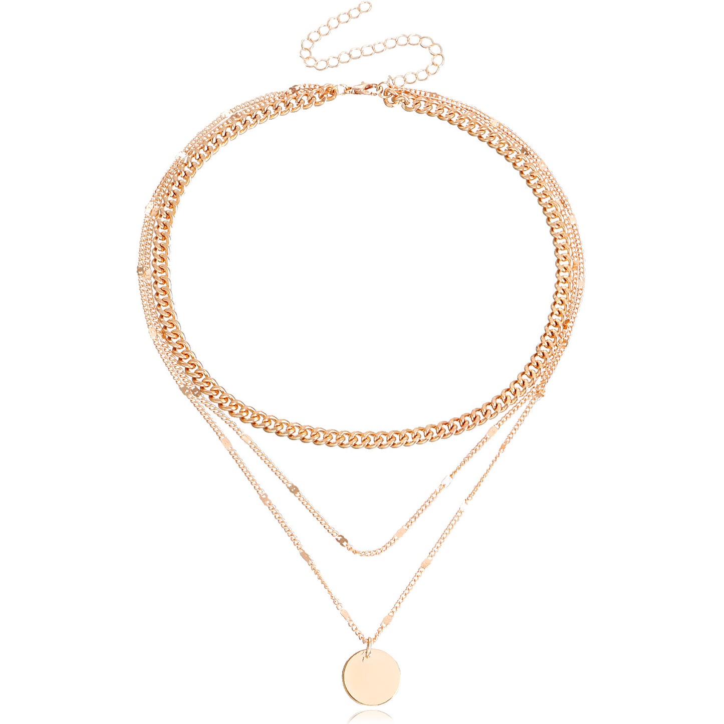 Punk Geometric Metal Pendant Necklace for Women with Plated Finish and Delicate Choker Style