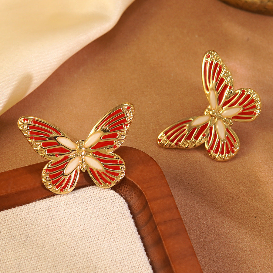 Sweet Drip Oil Stainless Steel Butterfly Earrings Glow in the Dark