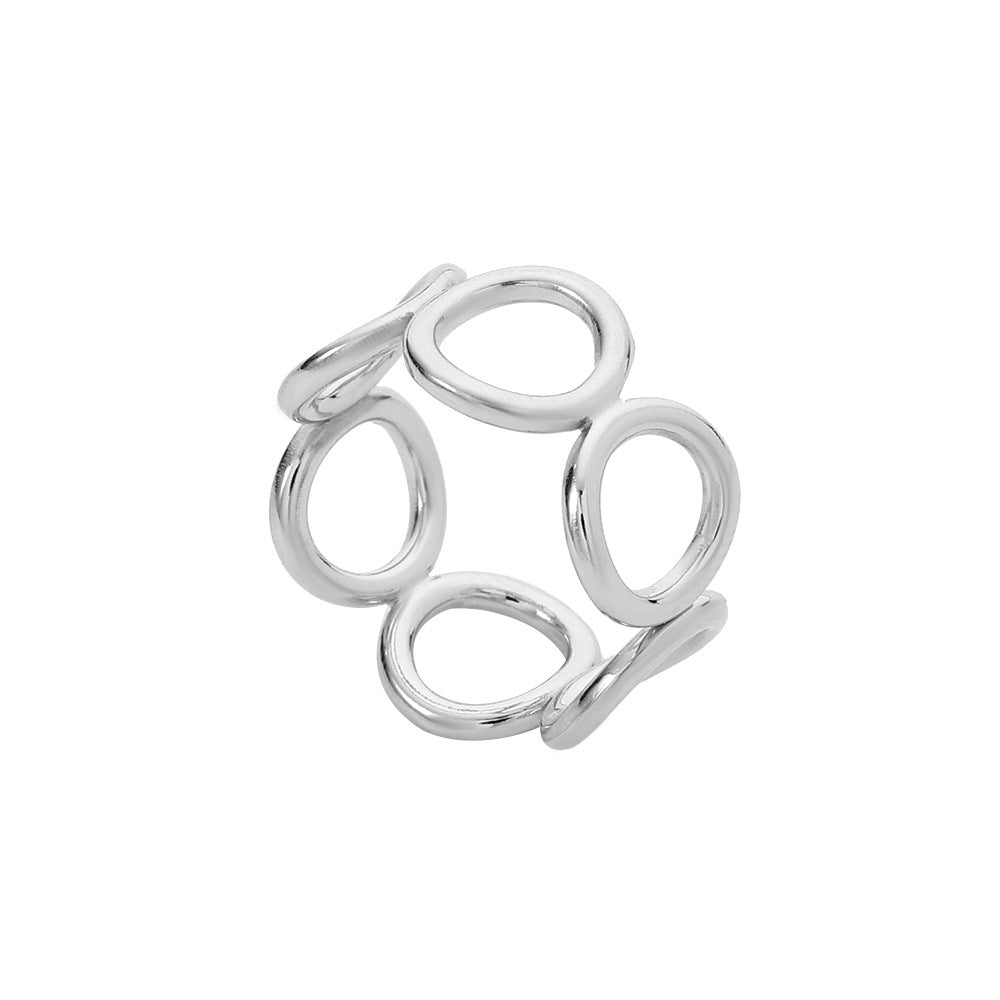 Geometric Plated Stainless Steel Ring Unisex