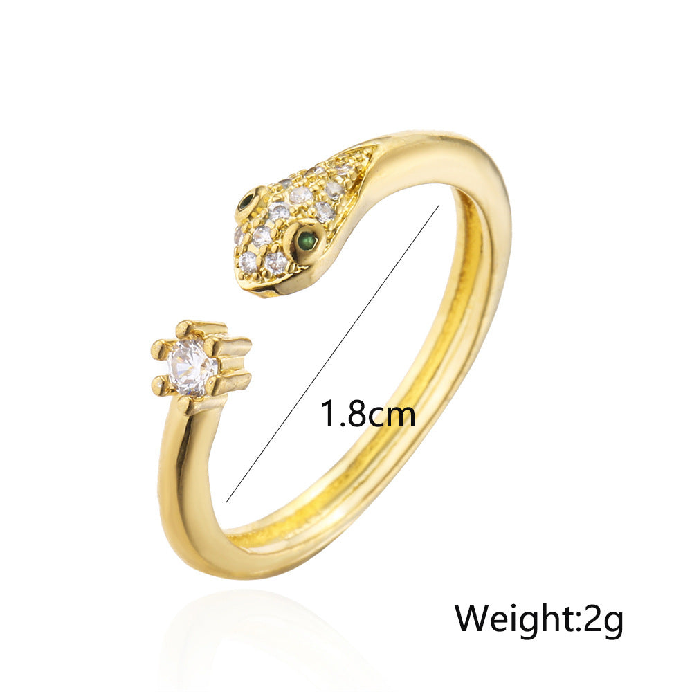 Minimalist Geometric Copper Ring with 18K Gold Plating and Micro-Paved Zirconia