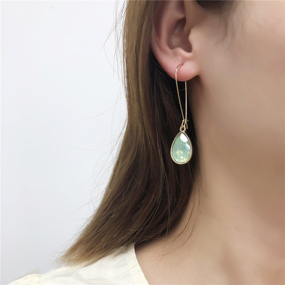Minimalist Geometric Teardrop Earrings in Alloy with Rhinestone Inlay for Women