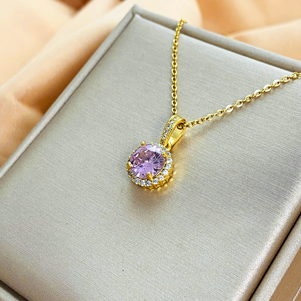 Original Design Irregular Animal Shape Rhinestone-Set Titanium Steel Clavicle Necklace for Women