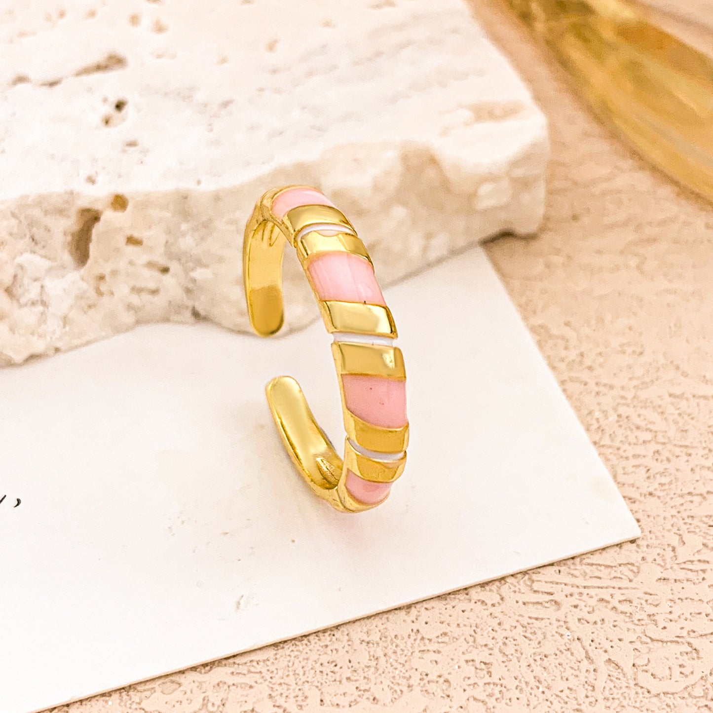 Sweet Floral Enamel Plated Alloy Ring for Women