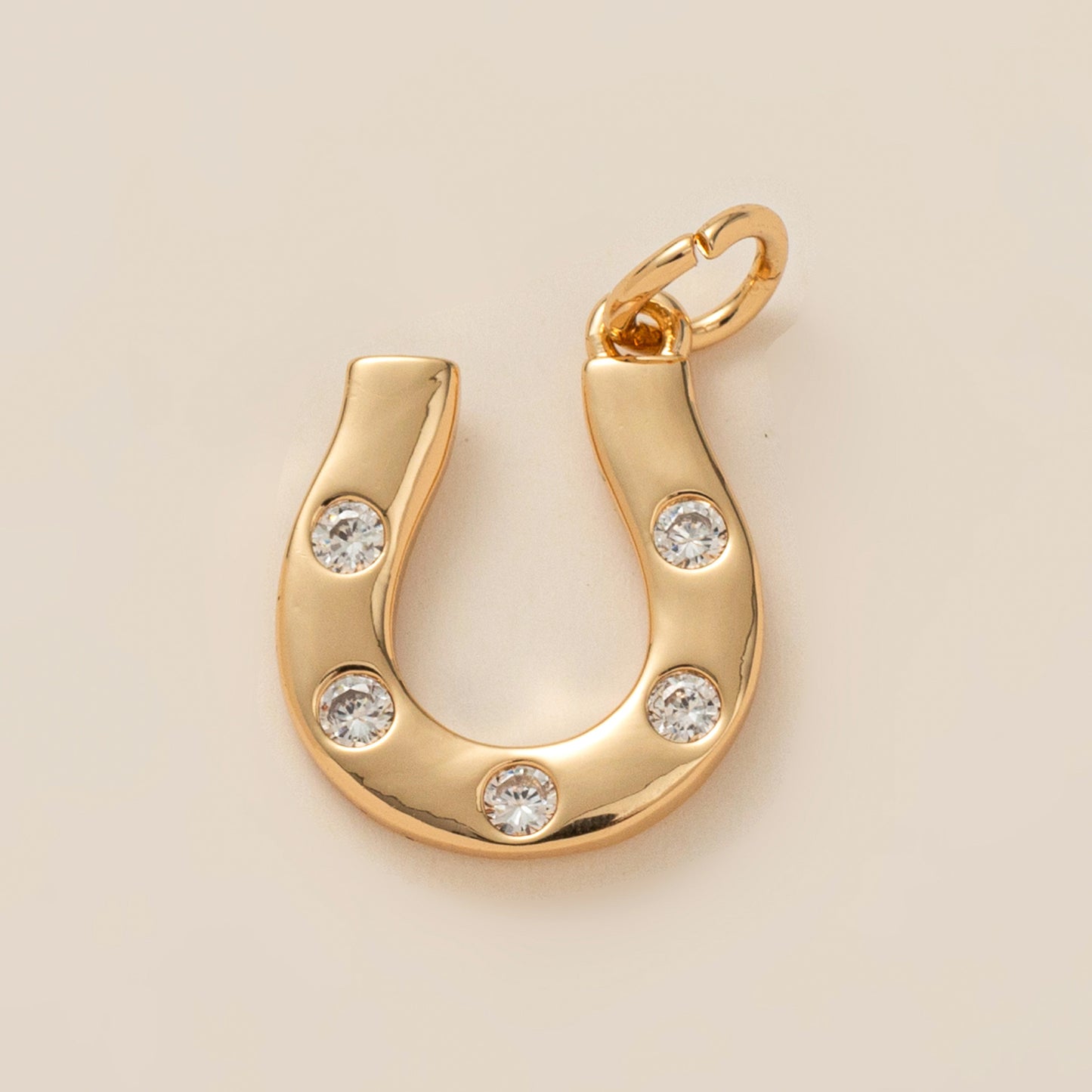 Sweet Gold Plated Brass Four-Leaf Clover Rhinestone Inlay Charm Bar