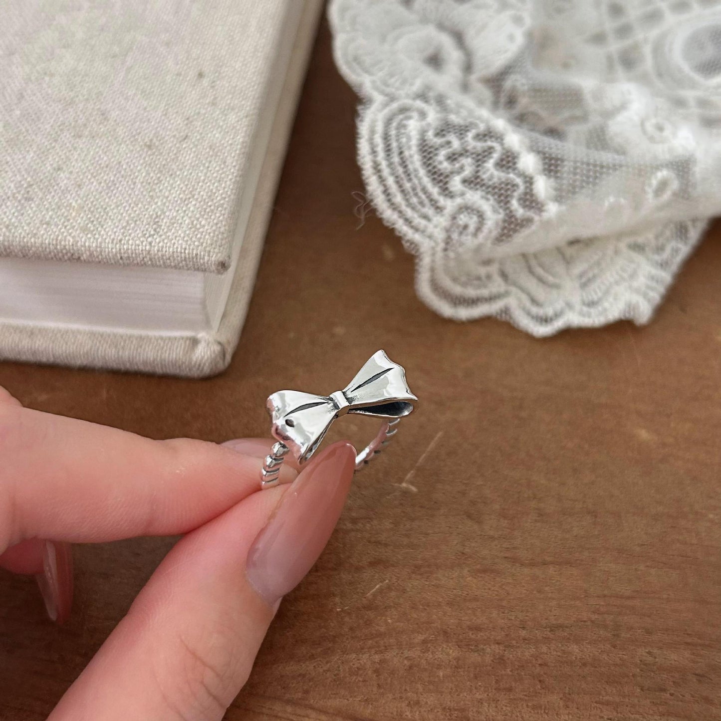 Anello Minimalista con Fiocco Placcato Argento Sterling 925 da Donna