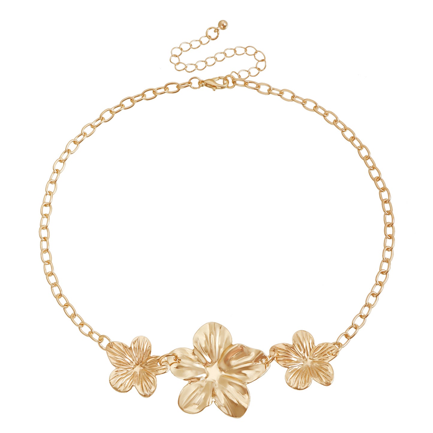 Vintage Minimalist Five-Petal Flower Pendant Necklace in Alloy with Plated Finish for Women