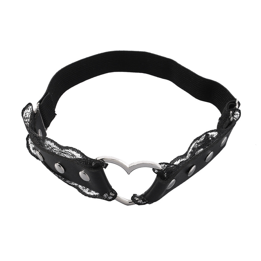 Tobillera de encaje sexy con forma de corazón geométrico para mujer, hecha de aleación con estilo minimalista para discoteca