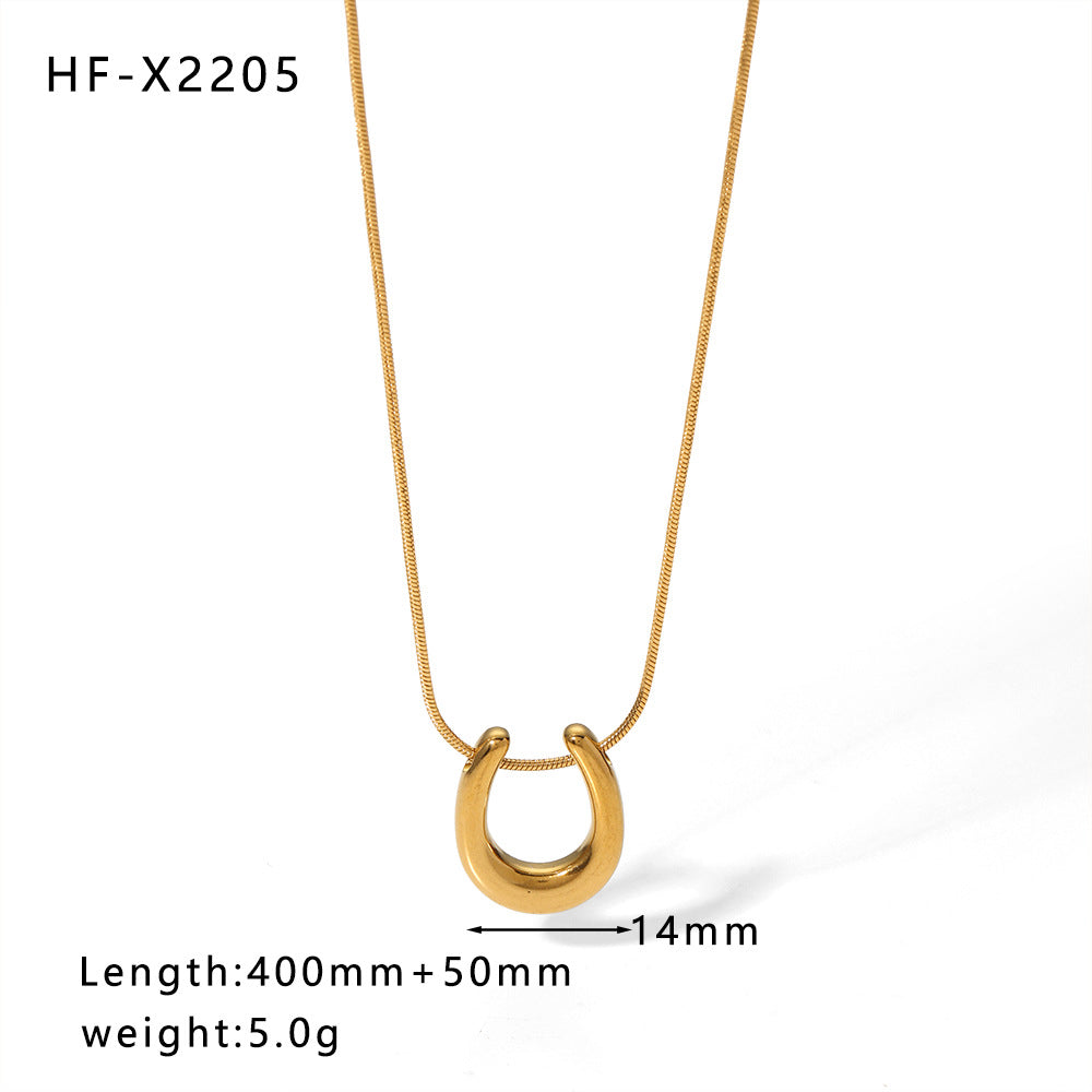 Minimalist Cat Eye Stone Zircon Pearl Smiley Face Necklace for Women in Titanium Steel with Plating Finish