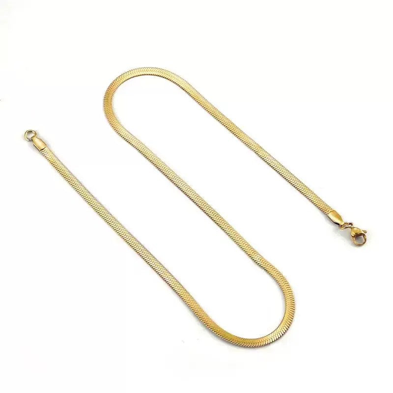 Minimalist Elegant Gold Plated Titanium Steel Snake Chain Necklace for Women