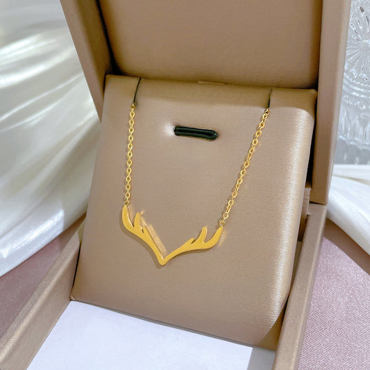 Collar de Acero de Titanio Minimalista con Colgante Floral Geométrico Fresco y Dulce