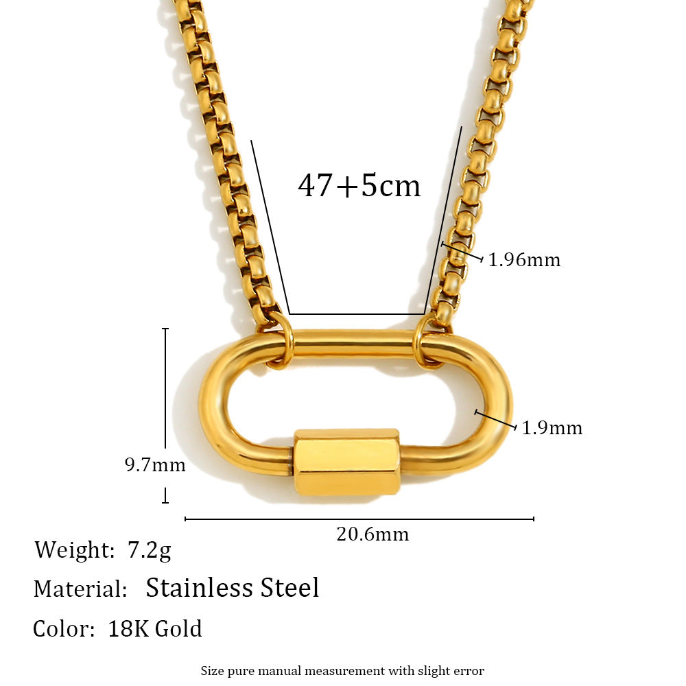 Minimalist Geometric Stainless Steel Pendant Necklace with 18K Gold Plating for Women