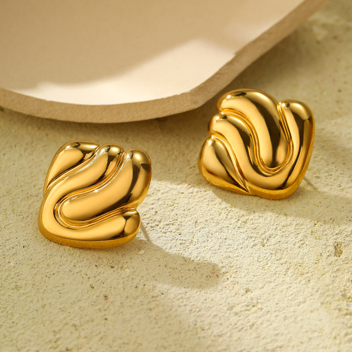 Pendientes de acero inoxidable cuadrados geométricos con baño de oro de 18 quilates para mujer, pendientes de titanio de moda para la oficina