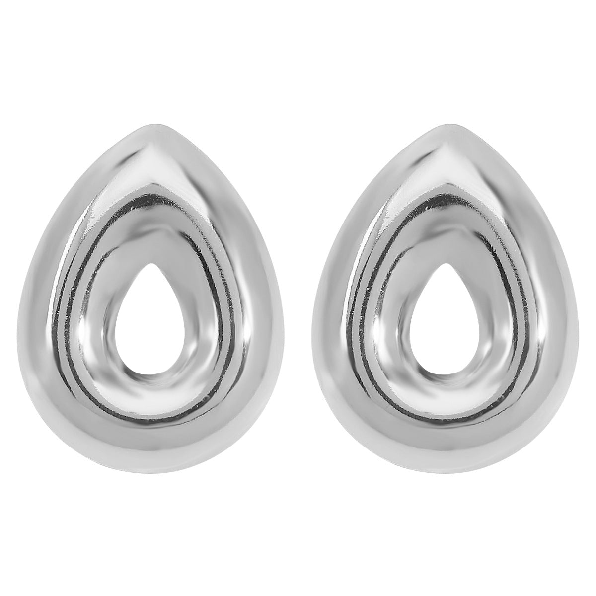 Orecchini pendenti da donna con base in ferro galvanizzato, a forma di cuore minimalistici e geometrici