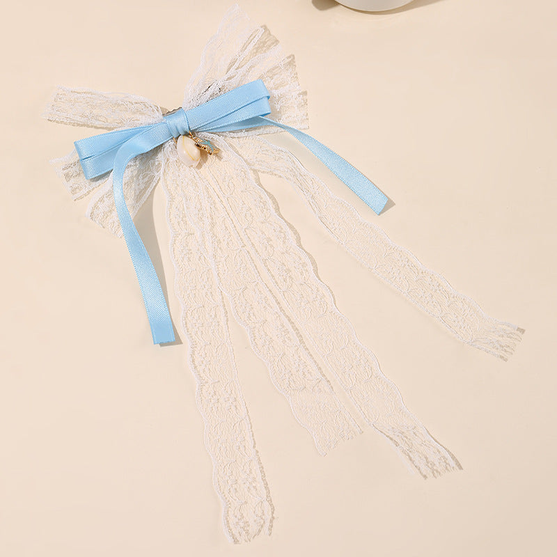 Fermaglio per capelli a fiocco con nappe e rete arricciata per bambine accessorio per capelli per bambine di ispirazione vintage