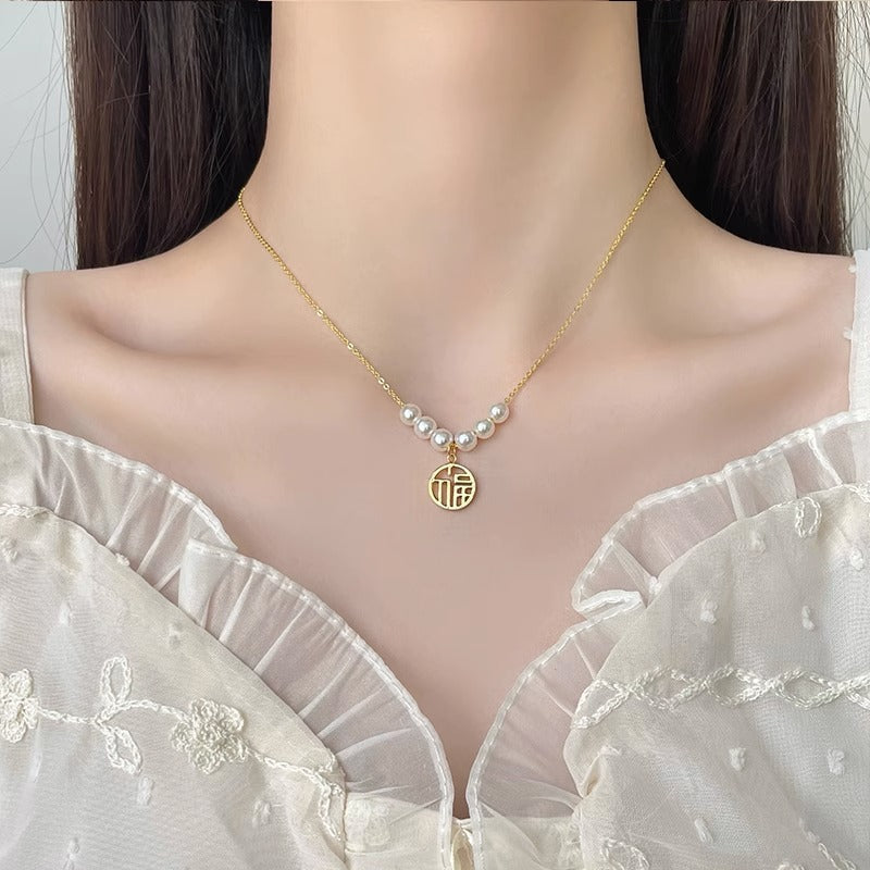 Collar colgante de acero titanio con forma irregular, diseño original para mujer, con acabado chapado