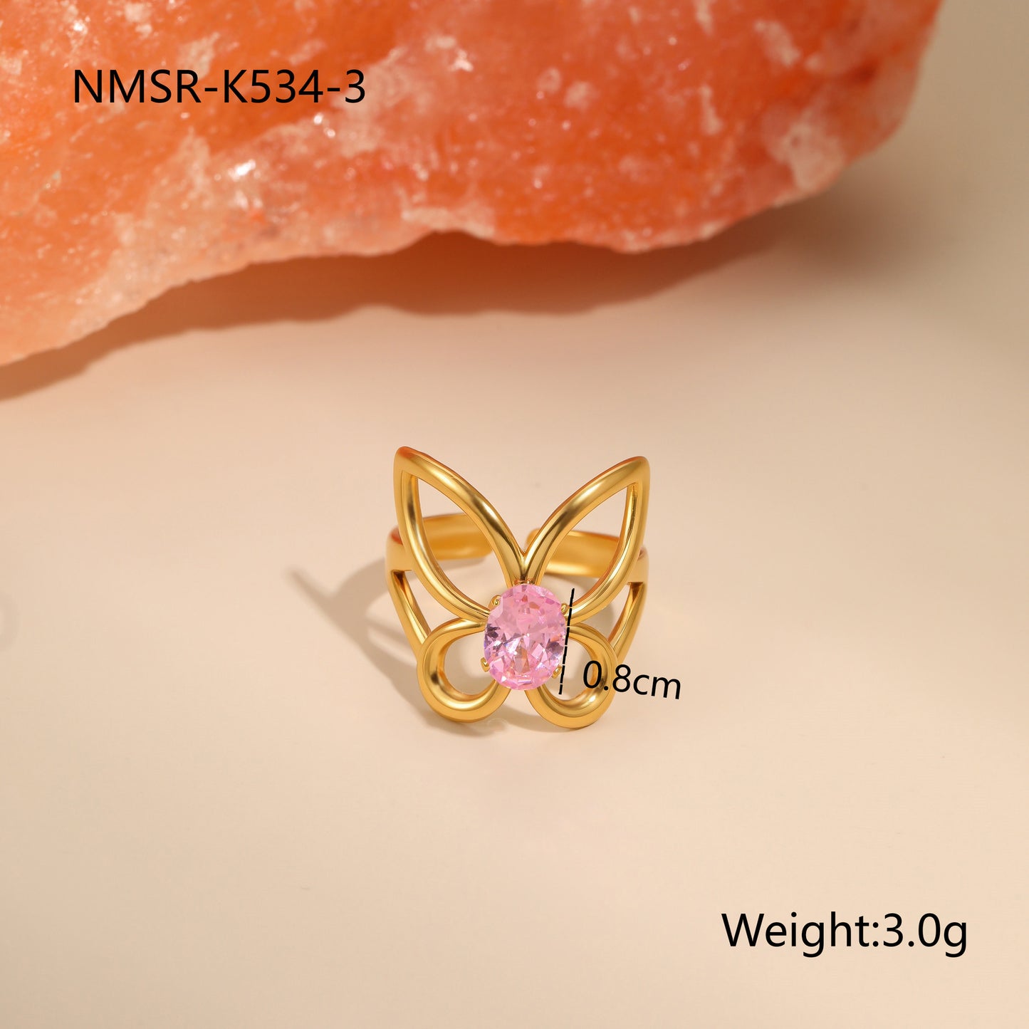 Anello Minimalista Geometrico in Acciaio Inossidabile con Placcatura in Oro 18K e Zirconia Rosa da Donna
