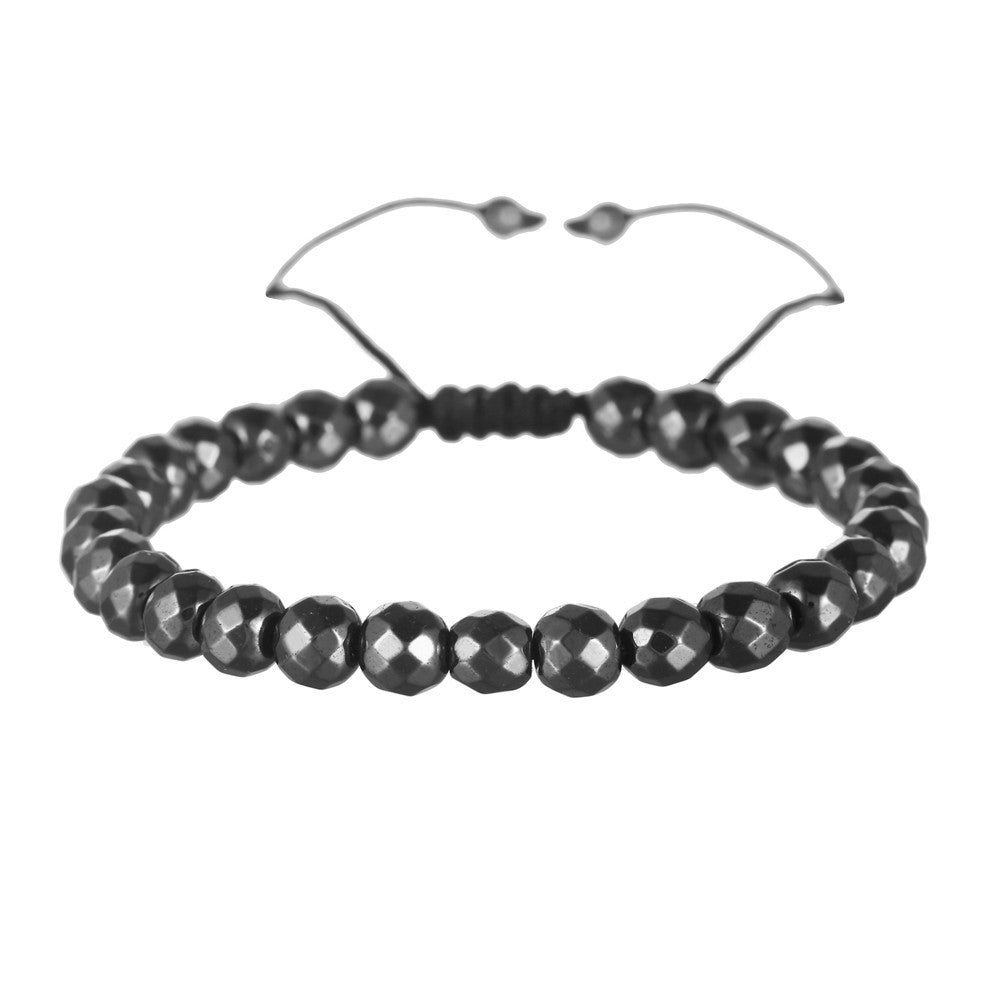 Unique Geometric Heart Round Bead Hematite Handmade Bracelet Adjustable Unisex