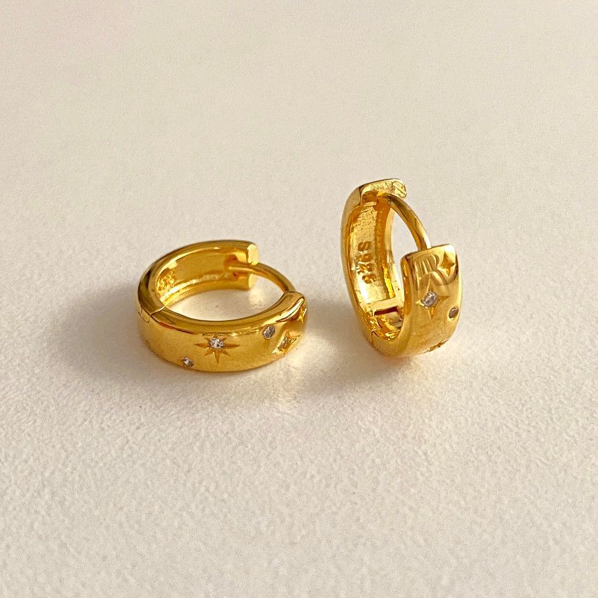 Minimalist Letter-Shaped 925 Sterling Silver Stud Earrings with Rhinestone Inlay, Hypoallergenic Silver Post