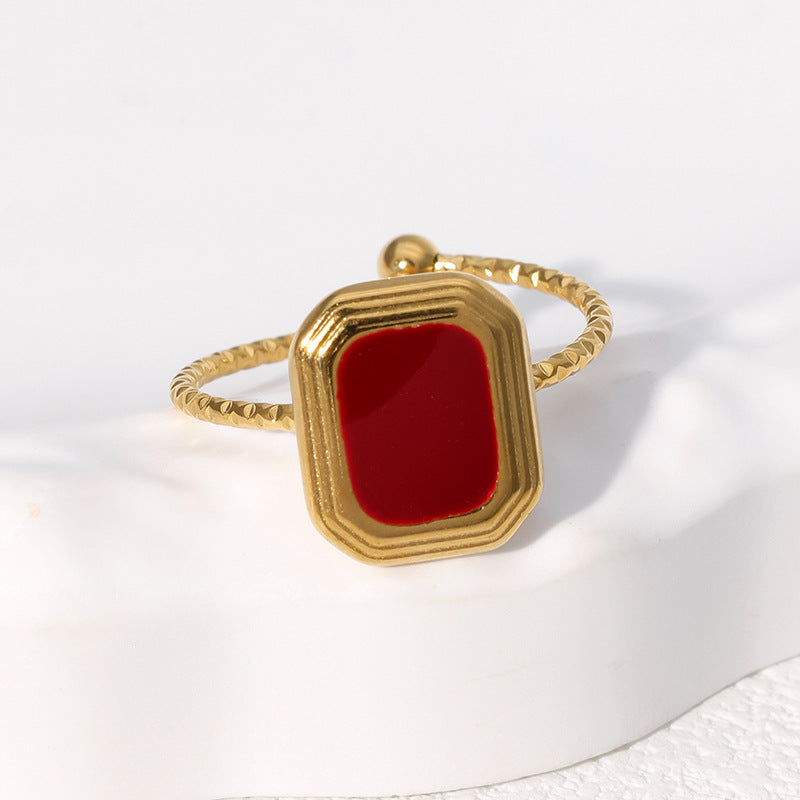 Minimalist Square Stainless Steel Ring with Plating Finish for Women Geometric Fashion Accessory