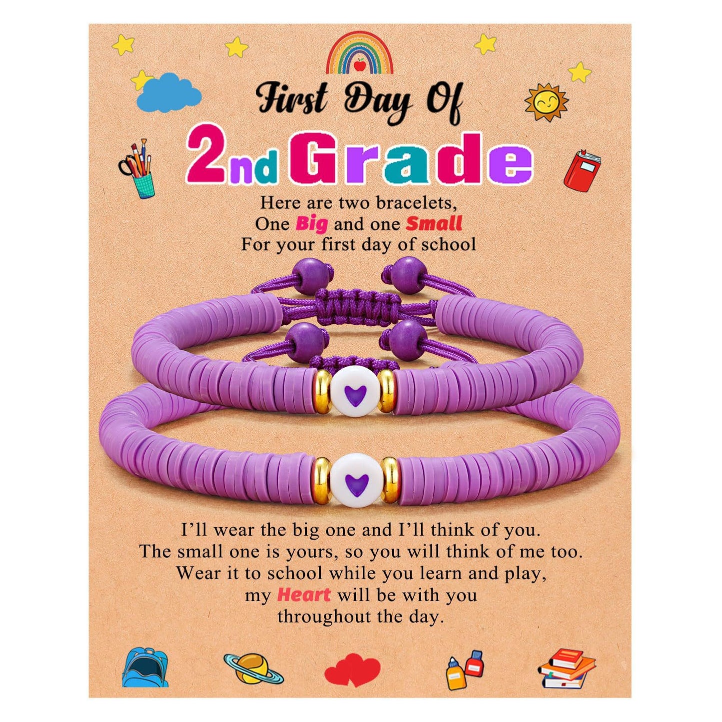 Sweet Geometric Heart Resin Beaded Bracelet Set Unisex Handmade Colorful Soft Clay Jewelry