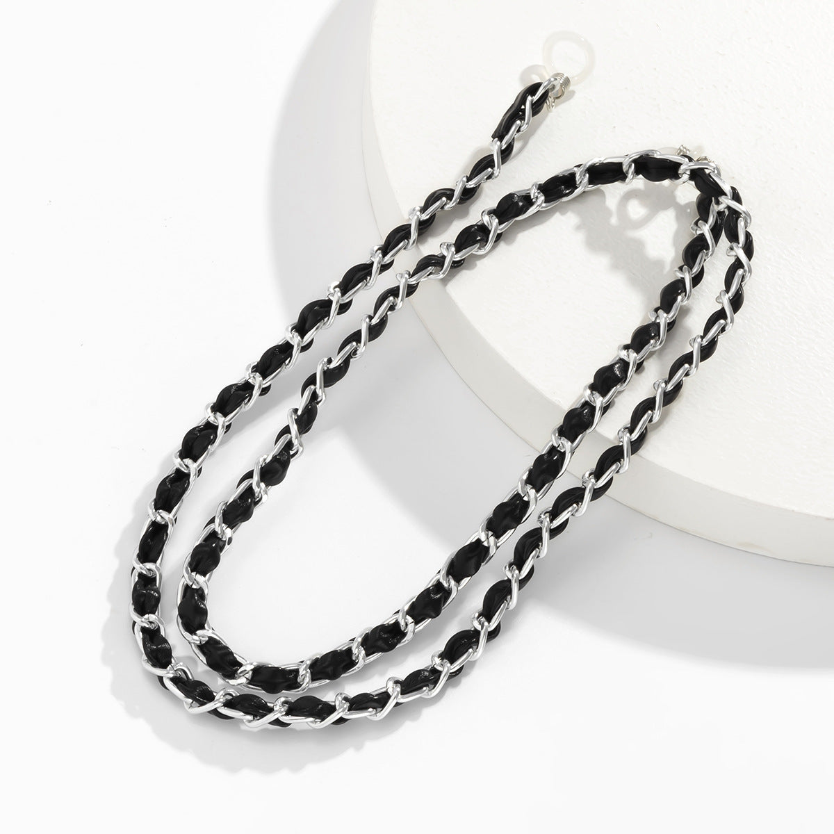 Geometric Leather Cable Chain Eyeglasses Strap