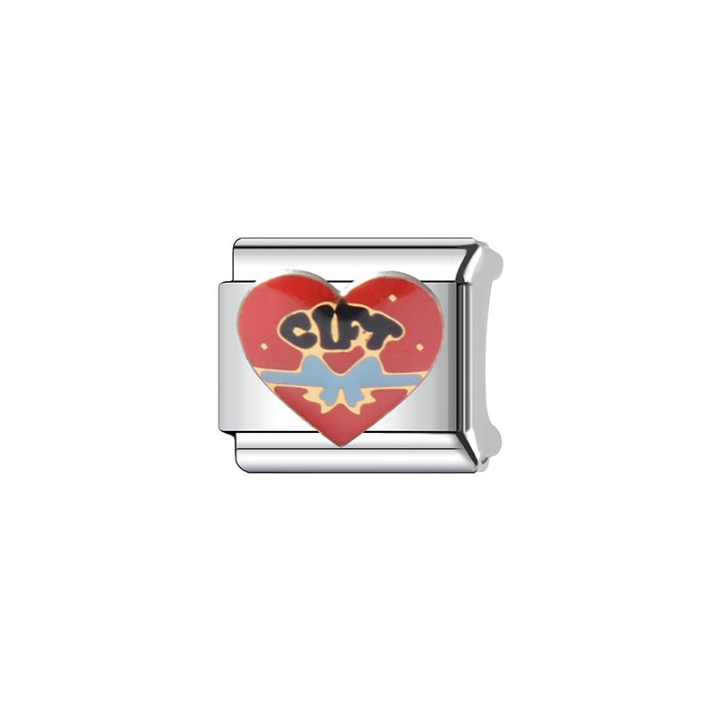 Vintage Sweet Heart Shaped Stainless Steel Plated DIY Charm Bar
