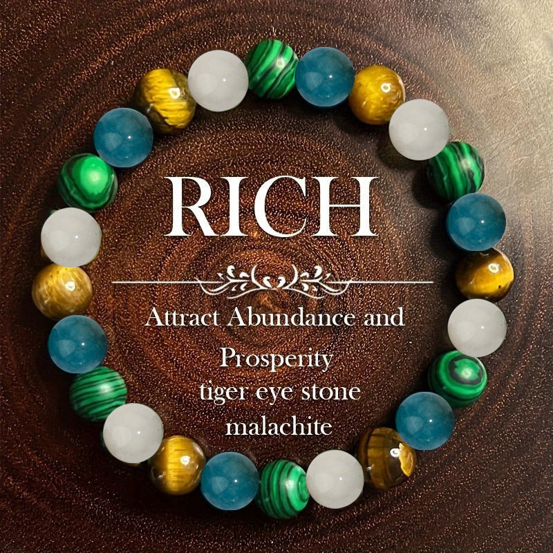 Minimalist Natural Agate and White Turquoise Crystal Beaded Bracelet 8mm Geometric Pattern Unisex Stretch Cord Handmade Jewelry
