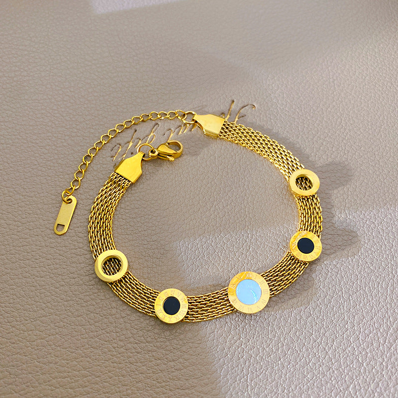 Geometric Hollow Mesh Watch Chain Bracelet Titanium Steel Plated Unisex Jewelry