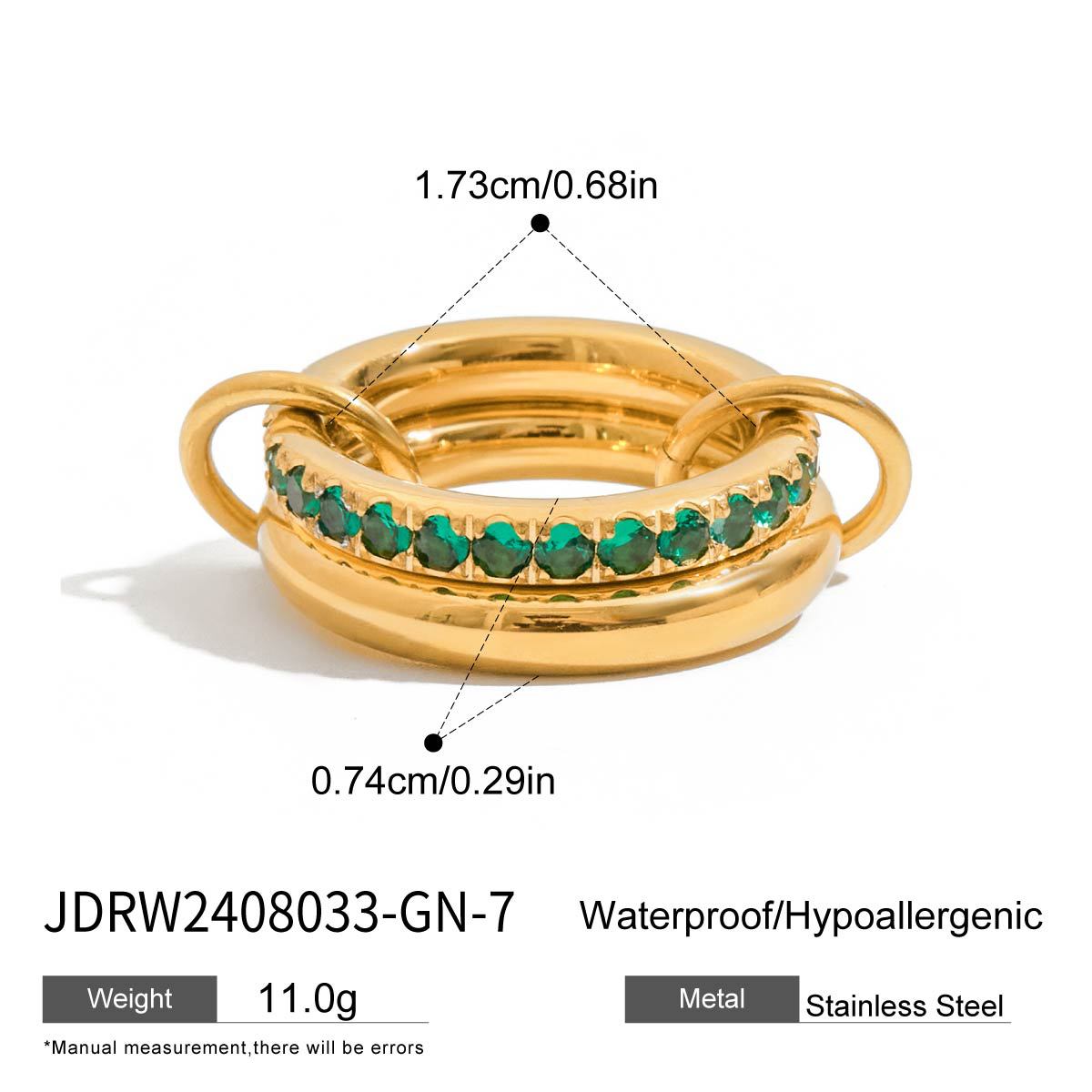 Elegant Geometric Cubic Zirconia Inlaid Titanium Steel Plated Ring for Women