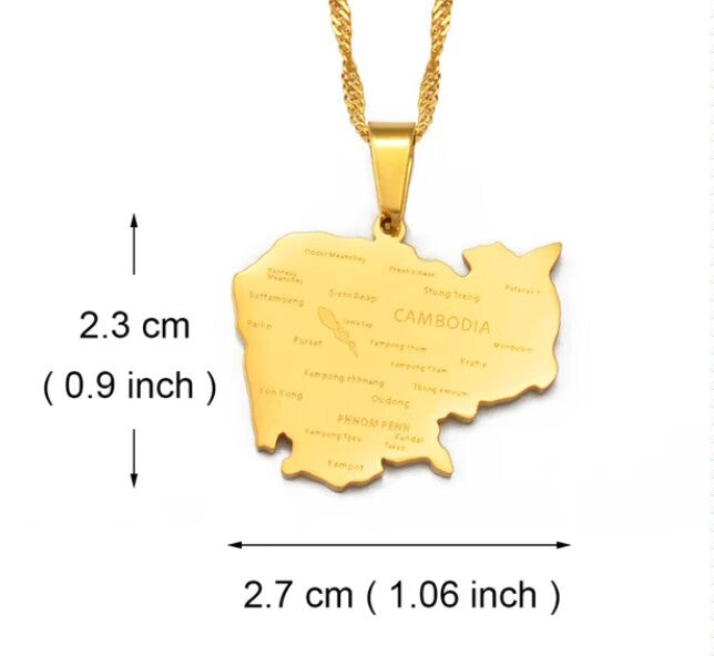 Minimalist Map City Pendant Necklace for Unisex in Stainless Steel with Titanium Steel Charm and Electroplated Finish